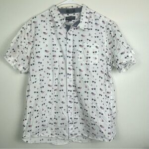 Eighty eight Platinum Patriotic Print Short Sleeve Button Up Shirt